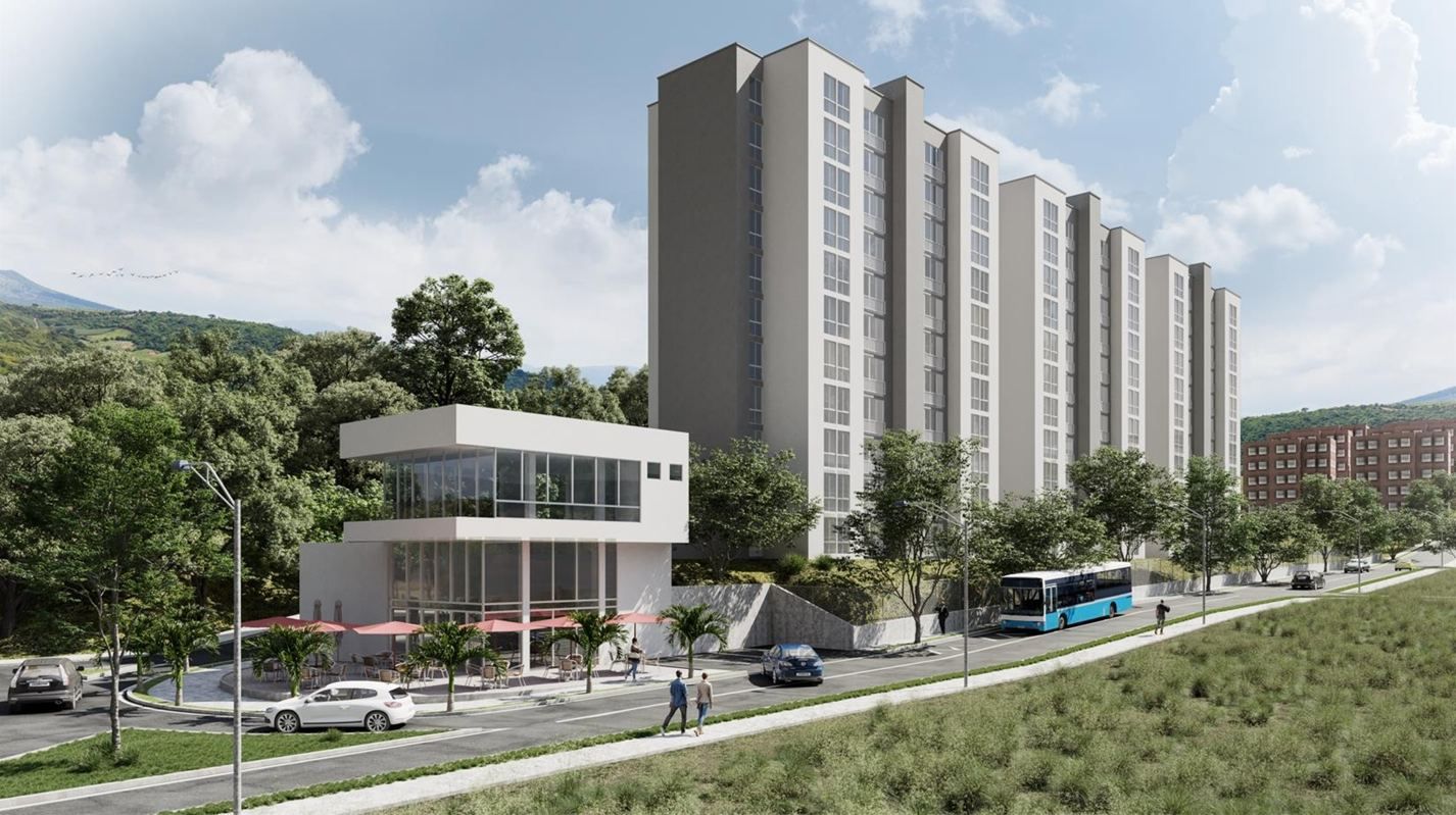 Render de la torre Altos del Madrigal en el barrio Meléndez, Cali